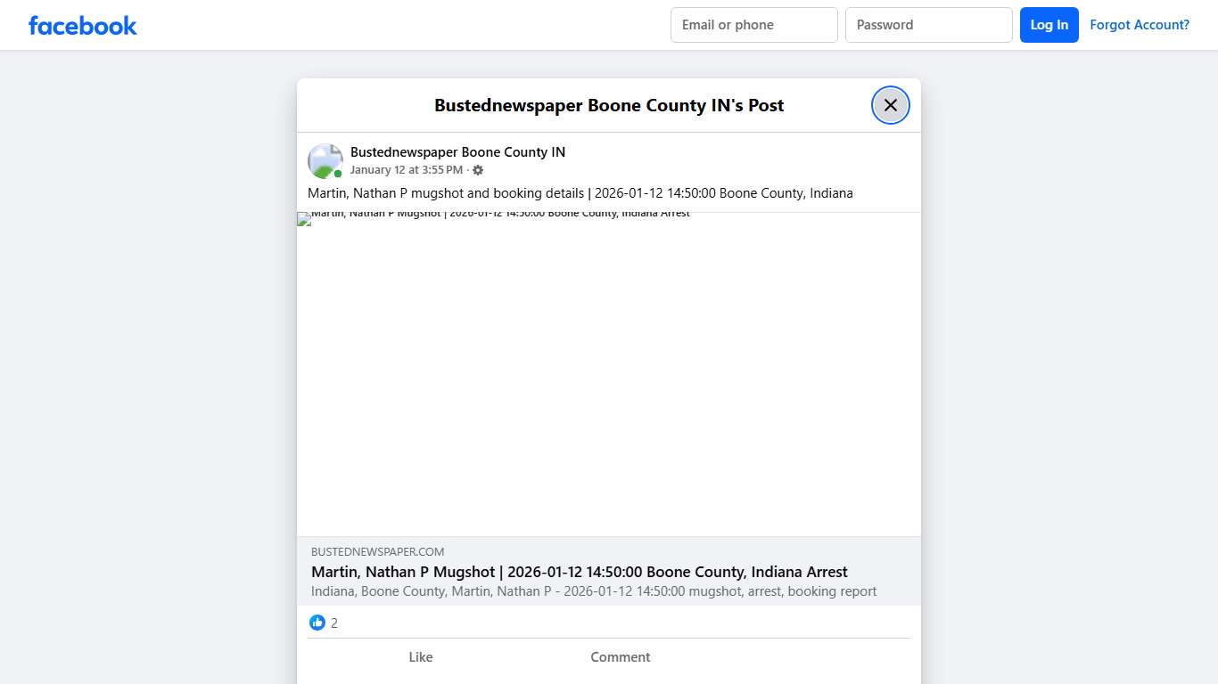 Martin, Nathan P mugshot... - Bustednewspaper Boone County IN Facebook