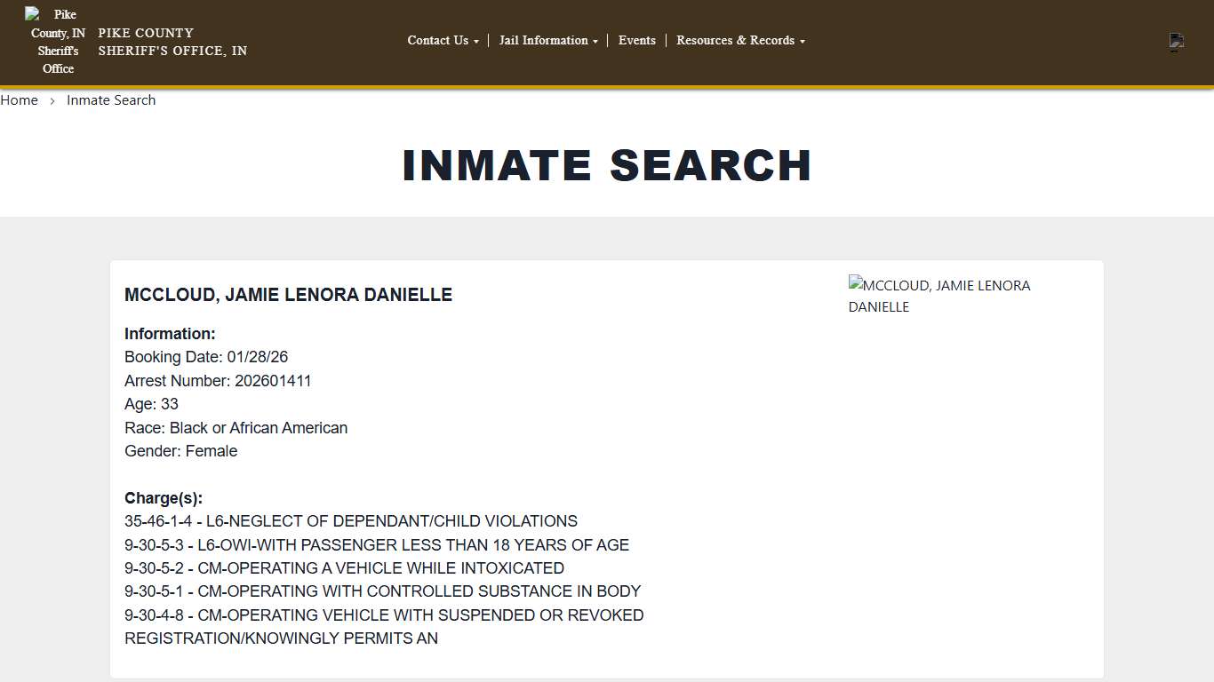 Inmate Search Pike County Sheriff Office, IN
